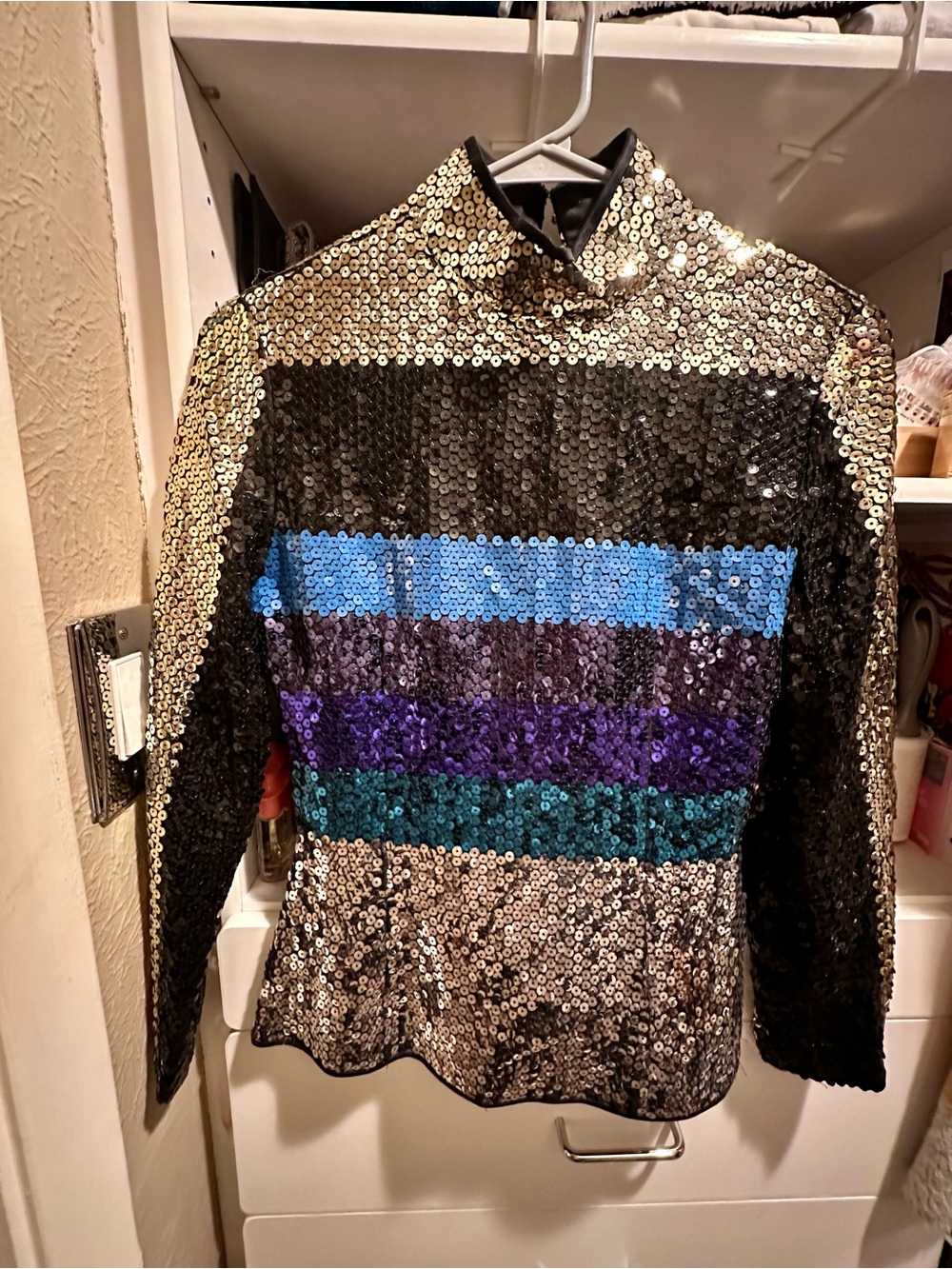 Striped Sequin top in Black, Gold, Blue, Purple, Teal
